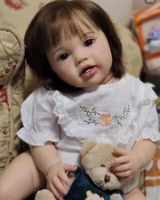 Smiling 24" Reborn Baby Dolls Soft Cloth Body Advanced Painted Gift Handmade Toy