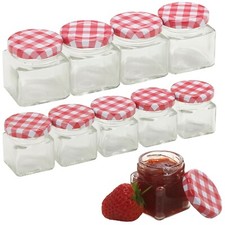 Mini Clear Glass Twisted Checked Lid Spices Storage Preserving Jar Containers