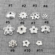 15 Sterling Silver Flower Bead Caps Bulk Spacer Bead Cap for Bracelet