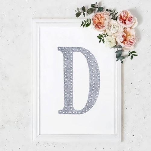 8" tall SILVER Letter D Self-Adhesive Rhinestones GEM STICKERS Wedding Supplies - Picture 4 of 8