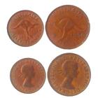 Australian 2 Coin Set 1/2 1 Penny | Kangaroo | Elizabeth Ii | 1953 - 1964