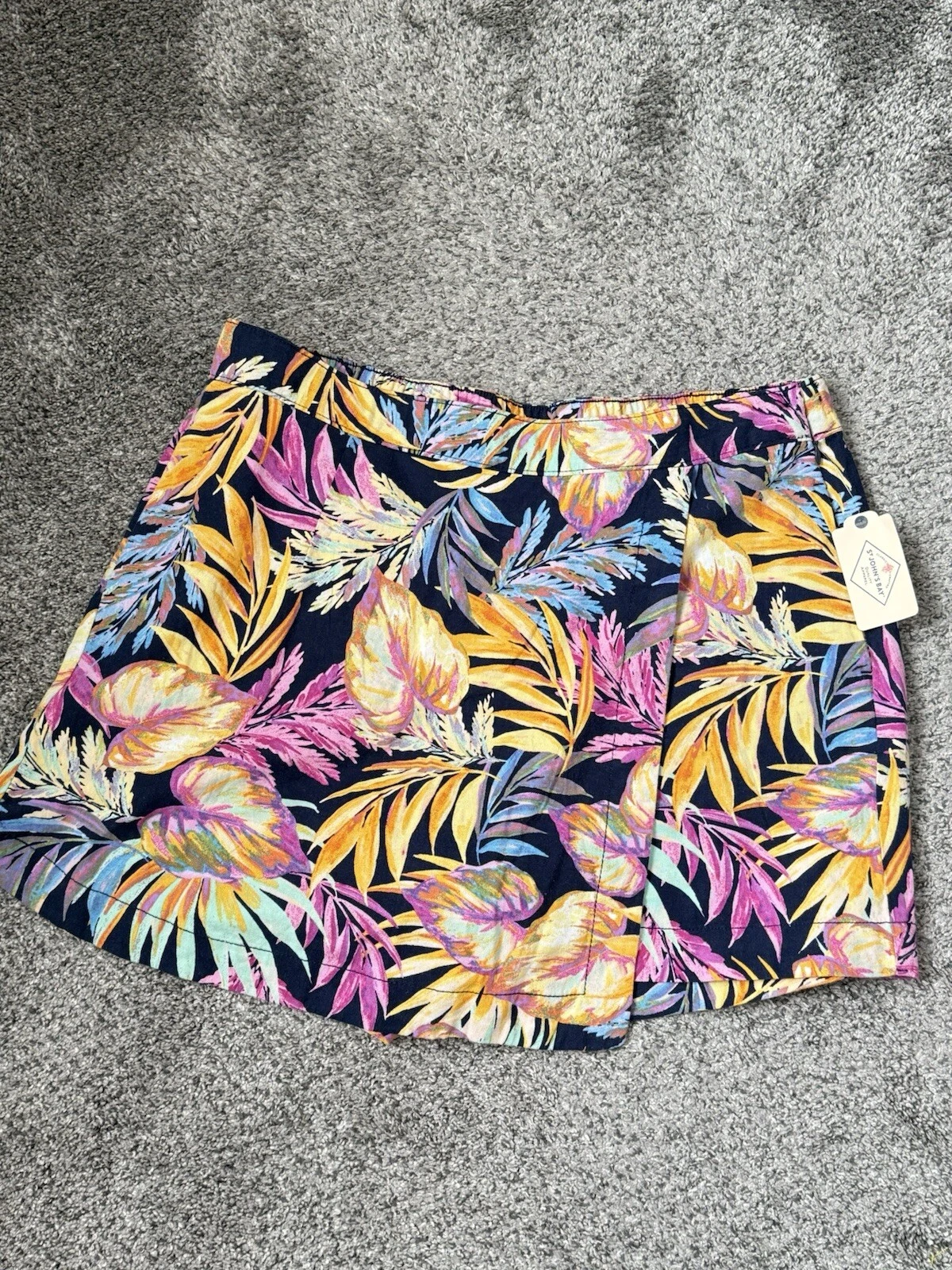 ST. JOHN’S BAY Womens Linen Wrap Skort Tropical Coastal Palm Size 18 NWT 2x