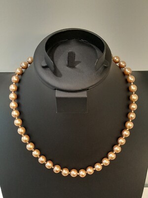 Jewell Kade Original Faux Pearl Necklace Champagne Color Silver Tone Toggle