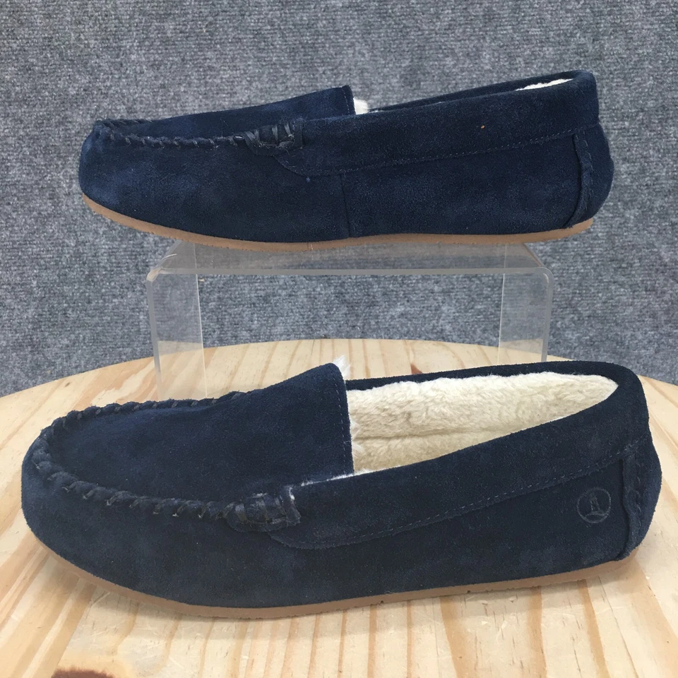 Chinelos Lands End Feminino 7 Mocassim Azul Conforto Casual Biqueira Redonda Flats - Imagem 2 de 4