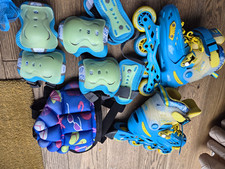 ACTION Adjustable Inline Skates Unisex Blue/Yellow/White UK 4.5-6.5