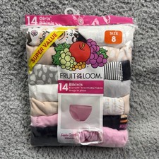Fruit Of The Loom Bikinis Girls Size 8 Tagless 14 Pack Multicolor Underwear