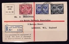 AUSTRALIA 1945 REGISTERED FDC TO UK, DUKE OF GLOUCESTER ISSUE, "MEDAWAR" #C2135