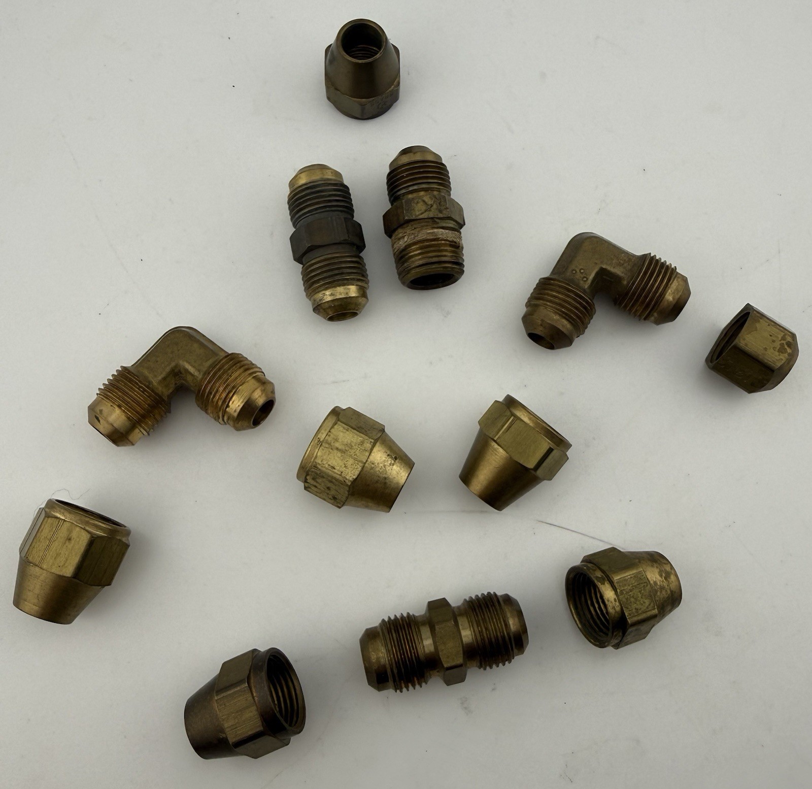 Assorted Brass Fittings Lot Mixed Sizes Adapters Couplers Elbows Compression