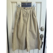 Gap x Doen Kids Khaki Tan Wide Leg Pleated Trousers Pants Size Large 10-11 140CM