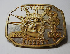 VINTAGE 1886-1986 100 YEAR STATUE OF LIBERTY BELT BUCKLE