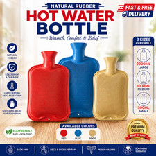 HOT WATER NATURAL RUBBER BOTTLE WARMER SMALL ASST 500ML, 1L & 2L  FREE POST UK