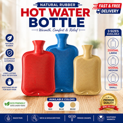 WÄRMWASSER NATURKAUTSCHUK FLASCHENWÄRMER KLEIN SORTIERT 500 ML, 1 L & 2 L KOSTENLOSER VERSAND UK