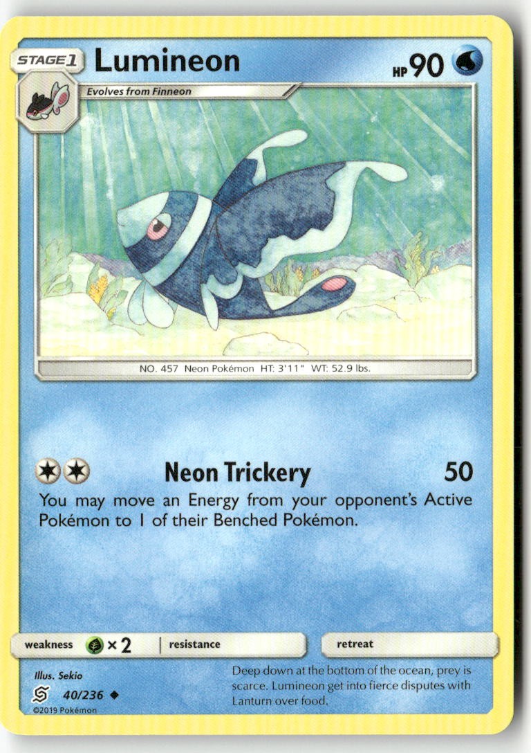 Lumineon 40/236 Uncommon Unified Minds Pokemon Lightly Played