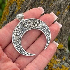 Silver Crescent Necklace | Slavic Amulet with...