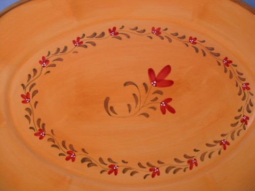 Demdaco Bienvenue Piatto da portata ovale giallo + fiore rosso 17,5" 2003 condizioni Nuovo - Foto 4 di 9