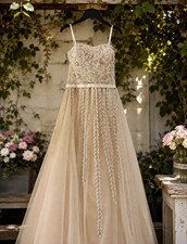 COLORS Ball Gown A-Line Tulle Lace Beaded Wedding Dress 14 Ivory Style 2065