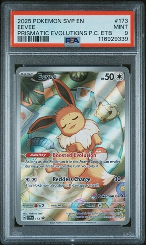 PSA 9 Eevee 173 SVP EN Prismatic Pokemon Center Stamped ETB Promo Card MINT