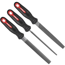 Hi-Spec 3pc Metal Hand File Tool Set Kit. Large Steel Files. Flat, Round & Ha...