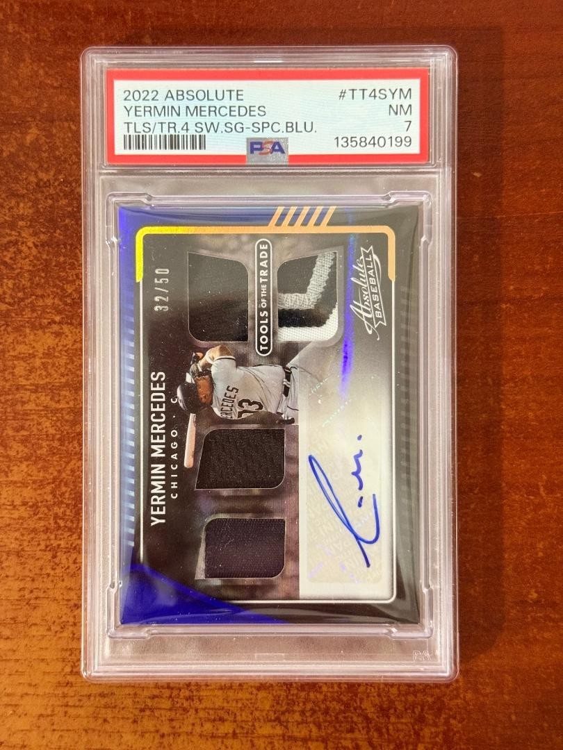 2022 Absolute Yermin Mercedes Tools of the Trade Auto Relic Blue /50 PSA 7 view 2