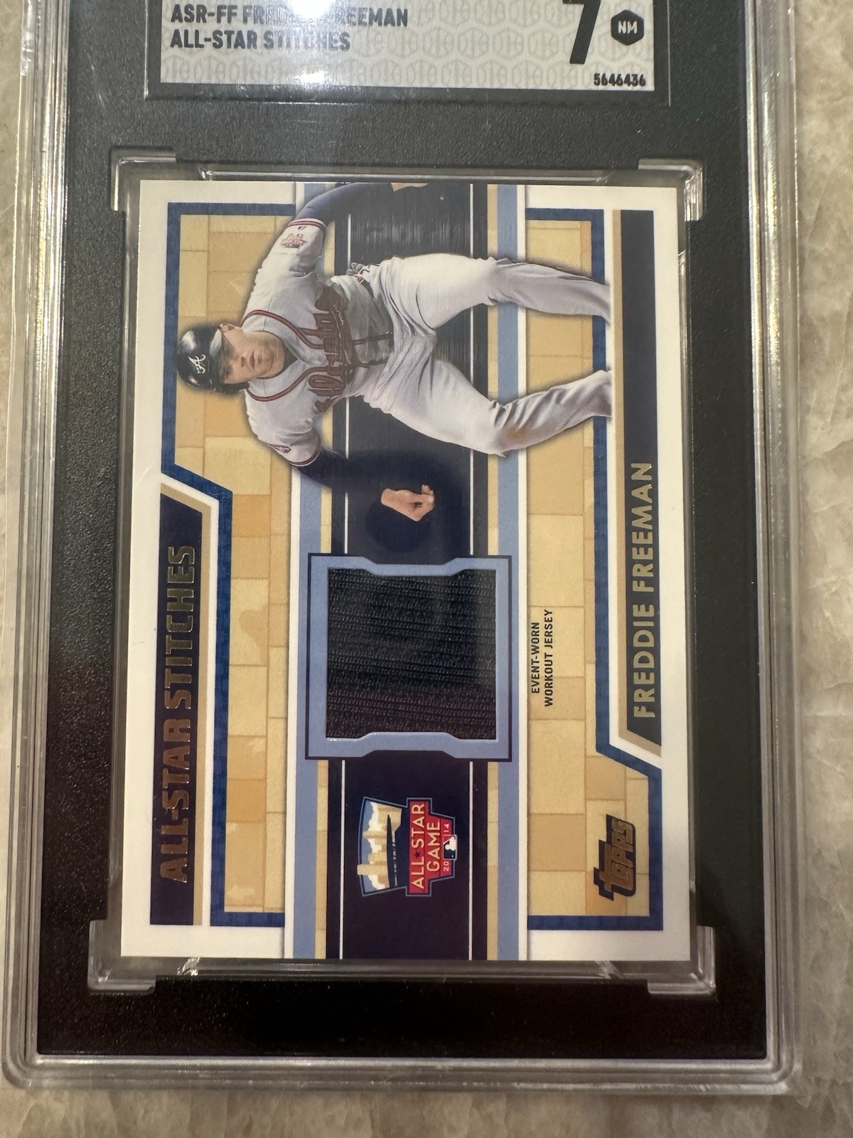 2014 Topps Update Series - All-Star Stitches Freddie Freeman #ASR-FF (MEM) SGC 7 view 2