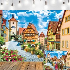 7x5ft Oktoberfest Backdrop Decoration German Bavaria Town Street Background