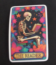 The Reader Skeleton Sitting On Books Reading Skeleton Sticker 2.38" x 1.58" P