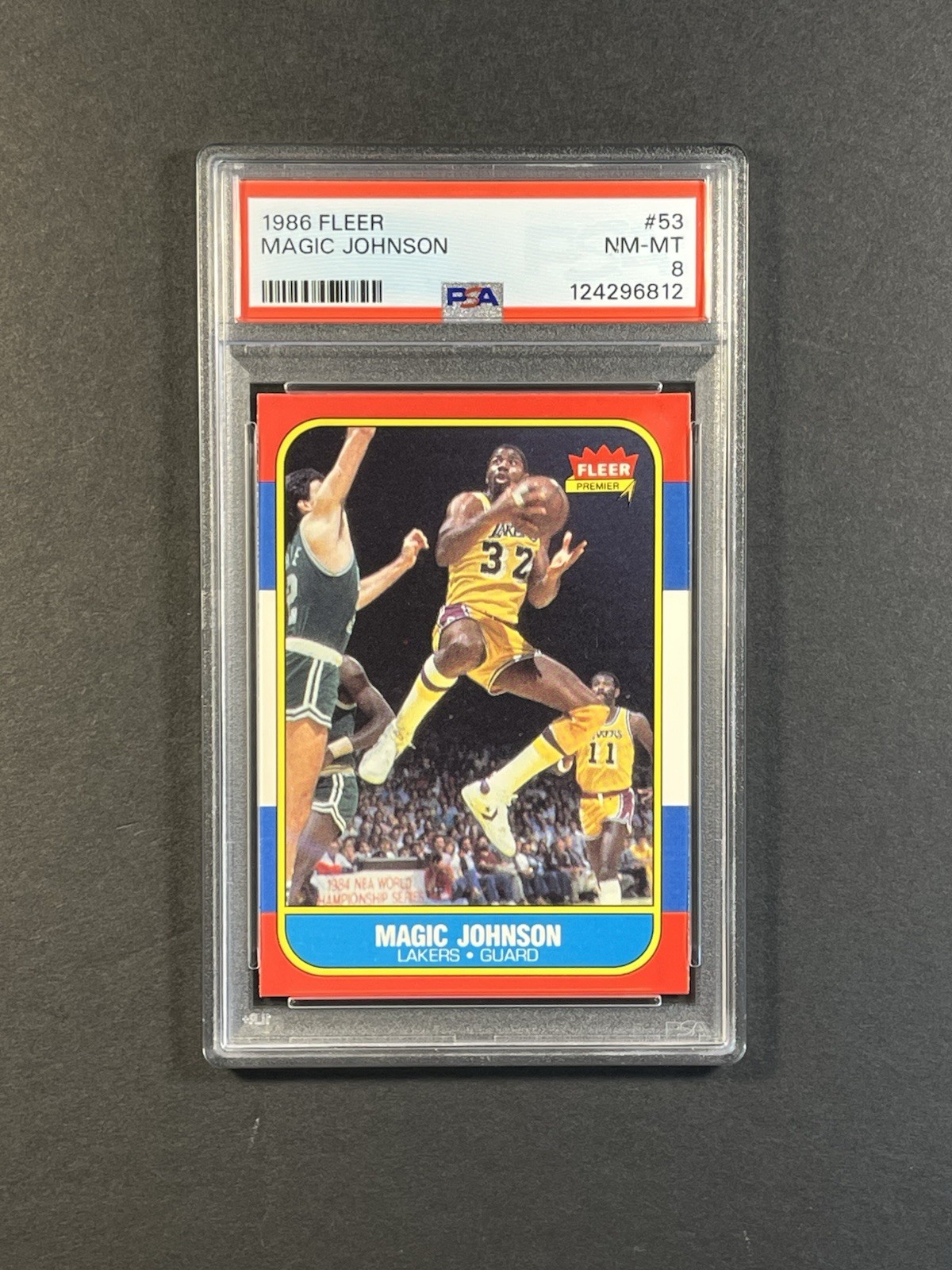 1986 FLEER BASKETBALL #53 MAGIC JOHNSON PSA 8 NM-MT Lakers HOF
