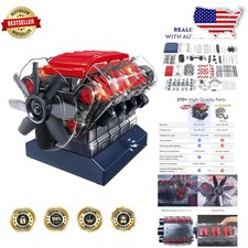 V8 Engine Model Kit That Runs - Visible Working STEM Toy for Adults Kids