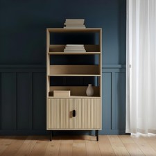 OHS Ribbed Display Cabinets 4 Tier Engineered Wood Shelf Storage Unit