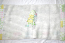 Vintage Blanket Quiltex Baby Acrylic White Crib Patchwork Binding Receiving Lamb