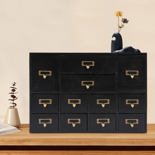 Desk Organizer with 12 Drawers Wooden Desktop Storage Cabinet Storage ...
