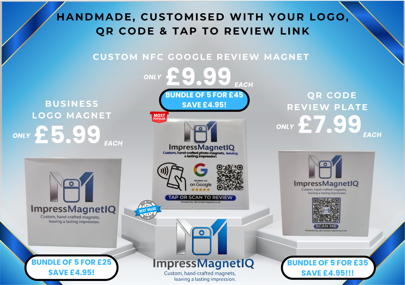 Restaurant Google Review Stand | NFC & QR Tap Menu Review Magnet | Café Takeaway