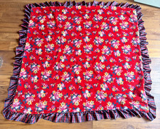 Matilda Jane Holiday All Wrapped Up Red Floral Plaid Trim Sherpa Blanket 48"x48"