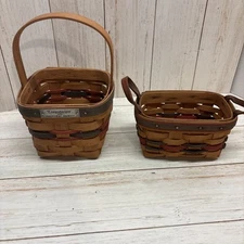 LOT OF 2 VINTAGE LONGABERGER SMALL BASKETS "INAUGURAL BASKET 1993"
