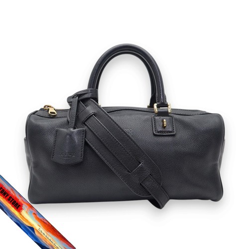 LOEWE AMÉ 2Way Mini Boston Bag Leather Black Gold Hardware (Chain Missing)
