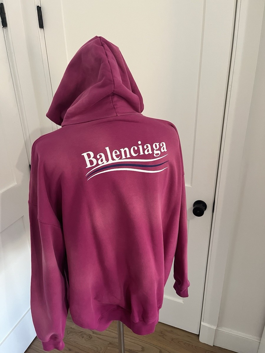 NWT UNISEX BALENCIAGA CAMPAIGN LOGO HOODIE FADED PINK OVERSIZED | eBay