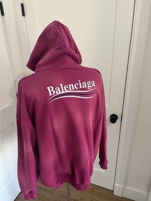 NWT UNISEX BALENCIAGA CAMPAIGN LOGO HOODIE FADED PINK OVERSIZED | eBay