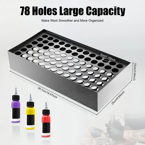 78-Holes Tattoo Ink Rack Wall Mounted Ink Bottle Display Holder Stand Organizer - product listing photo