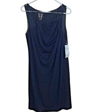 Suzi Chin Maggy Boutique Little Black Dress Sheath Size 10 Crochet Party NEW