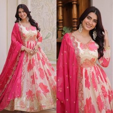 Anarkali Gown Dupatta Readymade Indian wedding party dress Pakistani Eid suit