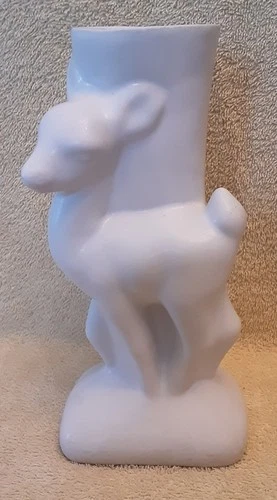 Vintage 1960’s Anna Van Briggle Pottery Fawn Deer Vase Colorado Springs 9”
