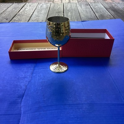 Once Upon A Book Club Gold Colored 18oz Hammered Wine Glass