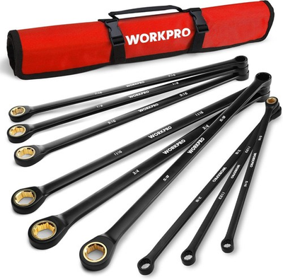 #ad Extra Long Ratcheting Wrench Set 9 Piece Anti Slip Double Box Wrenches Set SAE $82.80