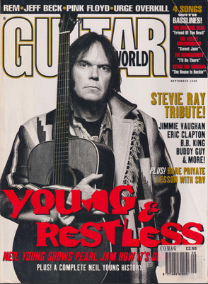 Guitar World Magazine September 1995 Neil Young Jeff Beck Pink Floyd Stevie Ray
