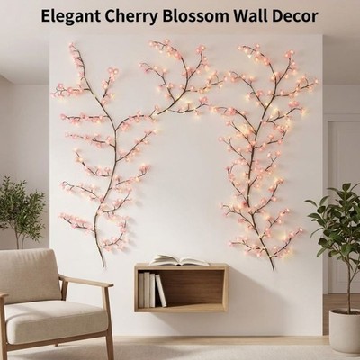 Cherry Blossom Vine Lights LED Branch Garland Remote 8 Mode Indoor Decor