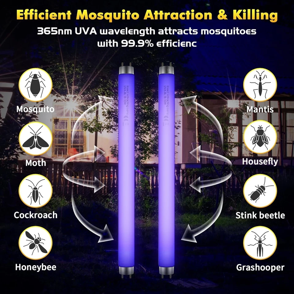 T8 F10W Fly Killer Replacement Bulbs 13in UV Light Bulb Tube for 20W Electric Fl - Image 4 of 4