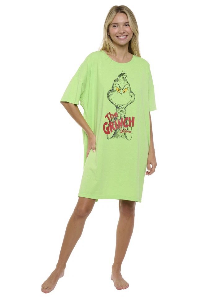 Womens & Womens Plus Size The Grinch Sleep Shirt Nightgown Sleep Shirt Green - Image 4 of 4