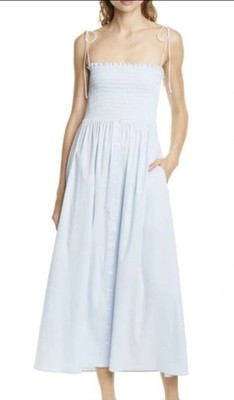 NWT La Ligne Katie Lou Dress Sky Blue White Stripes Maxi Style Size Large