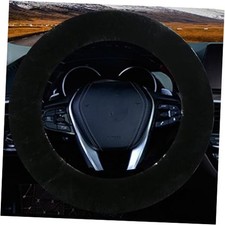 Fluffy Steering Wheel Cover for Women Girls,Soft Furry Steering Wheel Black
