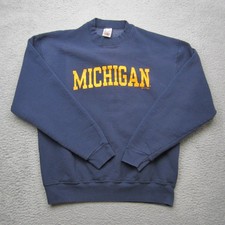 VTG Michigan Wolverines Sweatshirt Men XL Spellout Block UofM Crewneck 90s READ